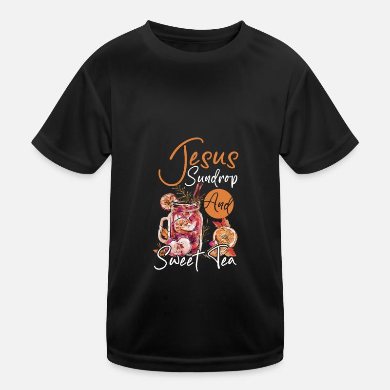 Iced Tea Lovers Jesus Sundrop and Sweet Tea Kids Functional T-Shirt