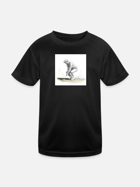 Golfer with club - Kids Functional T-Shirt - black - Front