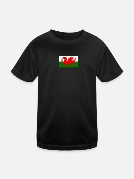 Drapeau du Pays de Galles - T-shirt sport Enfant - noir