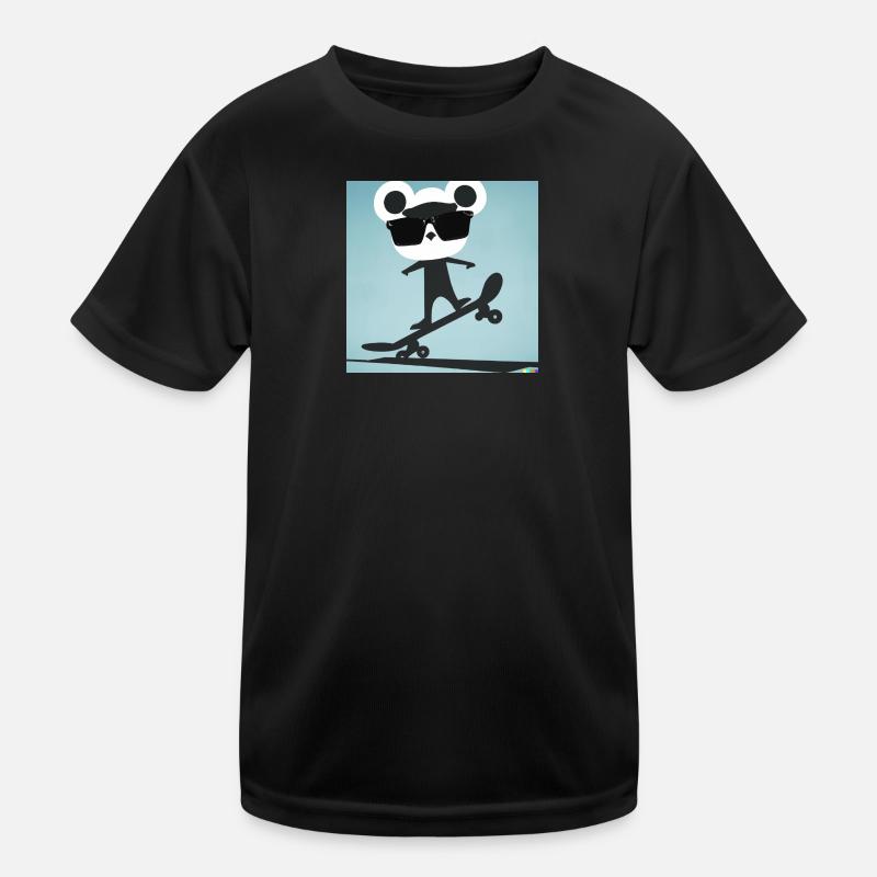 Skater Bär - Kinder Funktions-T-Shirt - Schwarz
