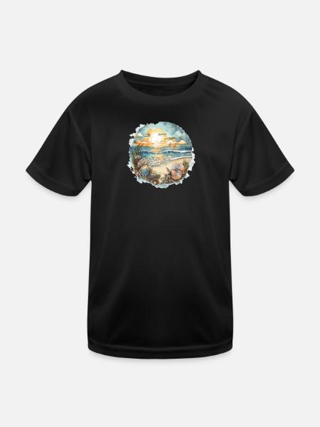 Strandtraum - Kinder Funktions-T-Shirt - Schwarz - Vorne