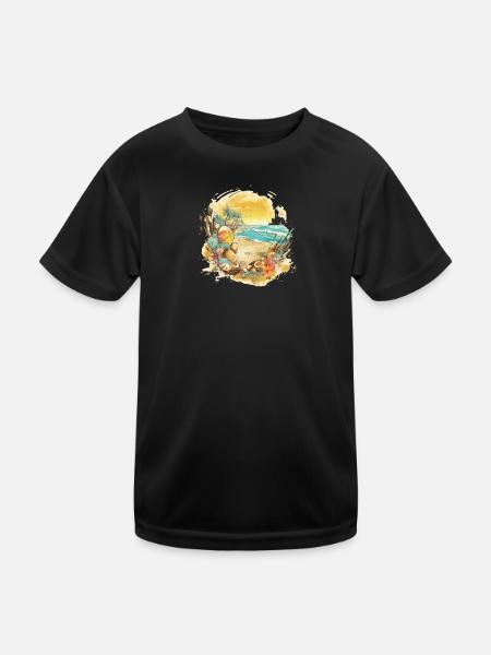 Strandtraum - Kinder Funktions-T-Shirt - Schwarz - Vorne