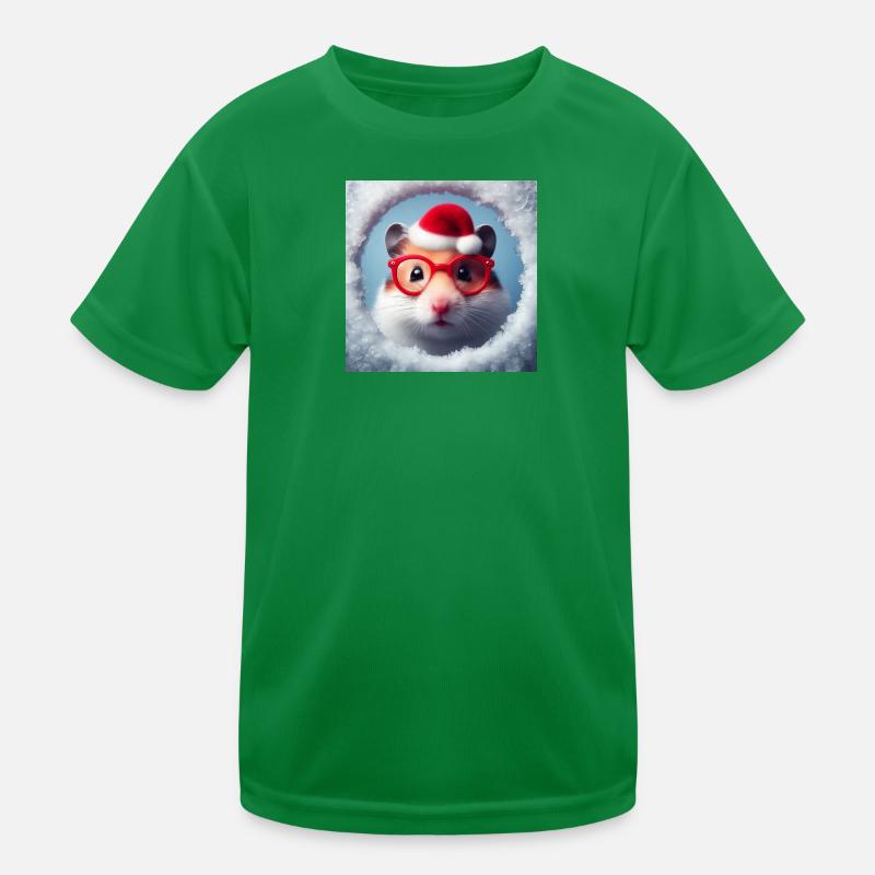 Hamster als Weihnachtsmann Kinder Funktions-T-Shirt