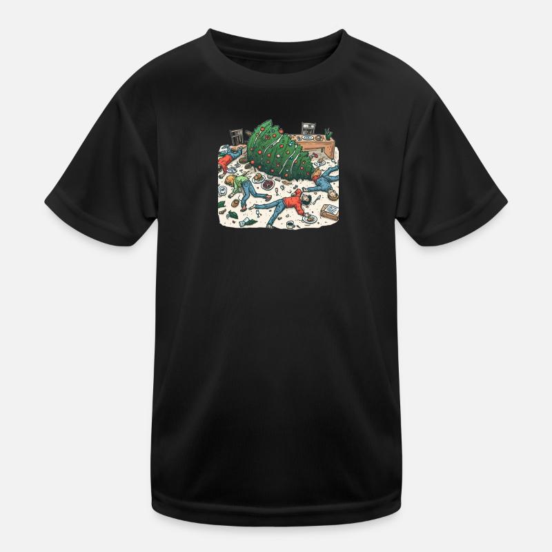 Exuberant Christmas tree party - Kids Functional T-Shirt - black
