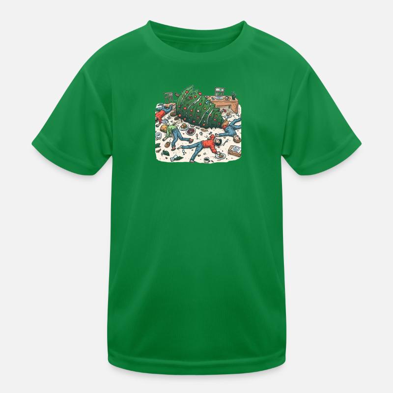 Exuberant Christmas tree party Kids Functional T-Shirt