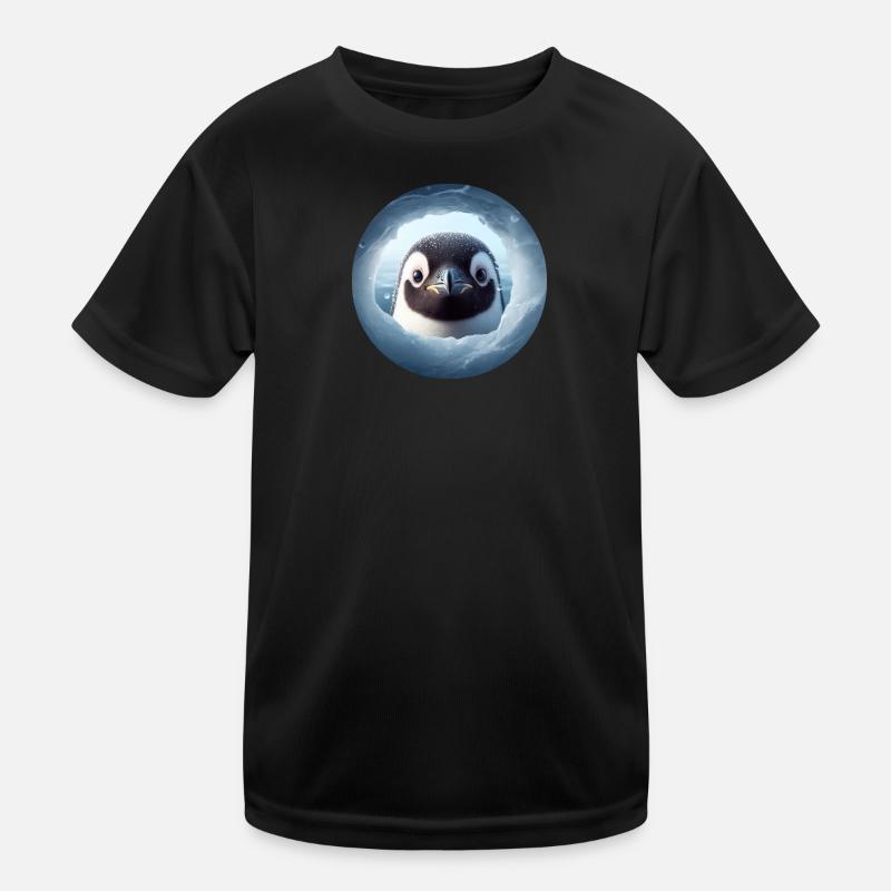 Pingouin regardant à travers un trou de neige T-shirt sport Enfant