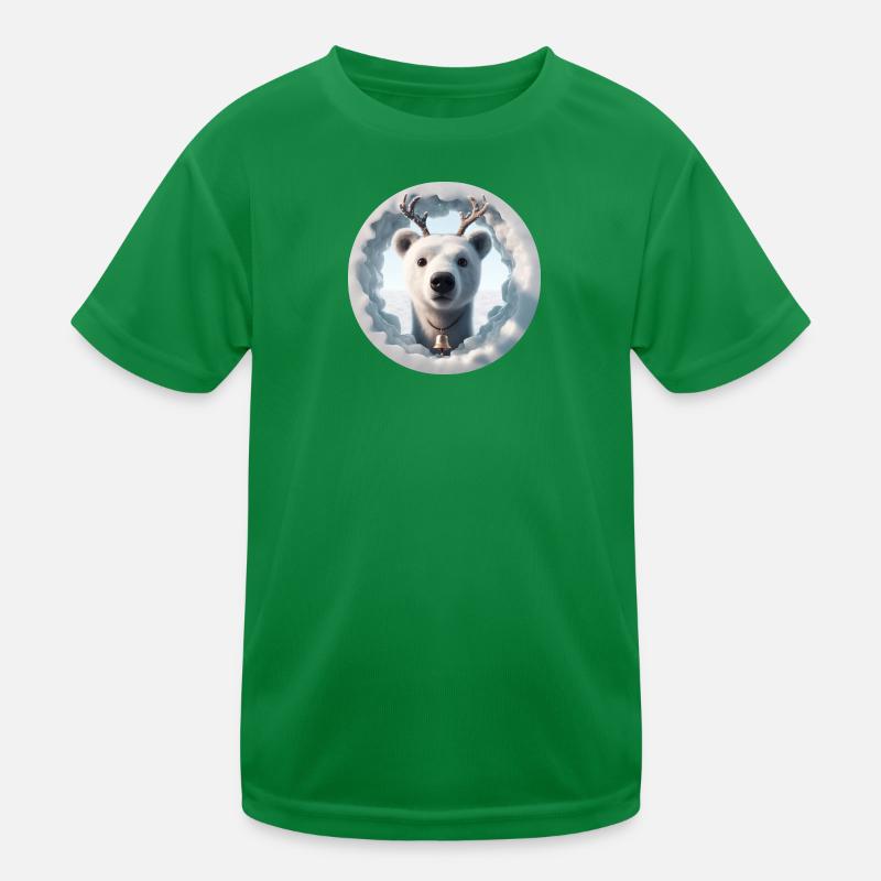 Rentier Kopf schaut durch Eis Kinder Funktions-T-Shirt
