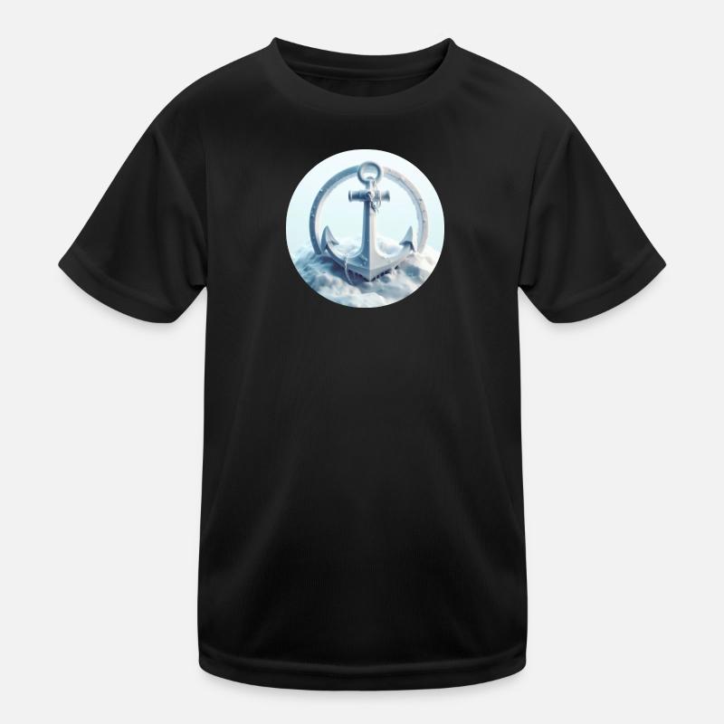 Anker in Eis Landschaft - Kinder Funktions-T-Shirt - Schwarz