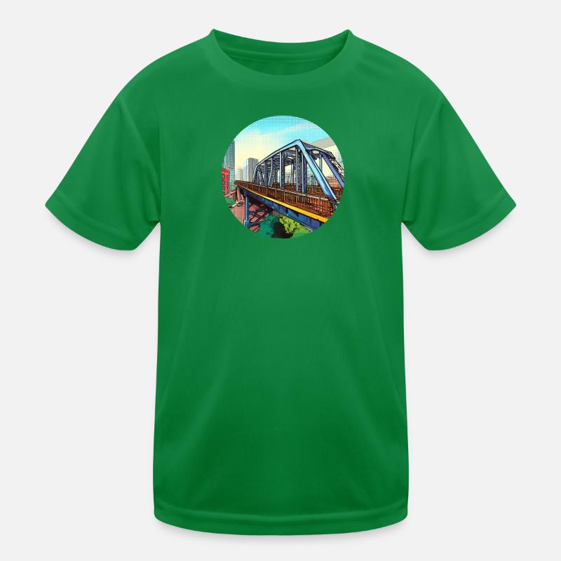 Comic Brücke in Stadt Kinder Funktions-T-Shirt