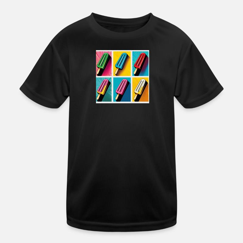 Eis am Stil Popsicle Pop Art II - Kinder Funktions-T-Shirt - Schwarz