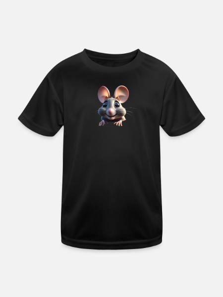 Verspielter Mausjubel - Kinder Funktions-T-Shirt - Schwarz - Vorne