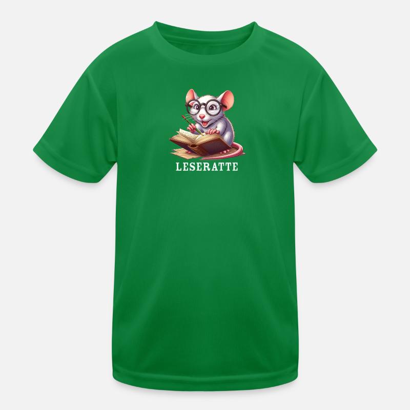 Bookworm with glasses and book Kids Functional T-Shirt