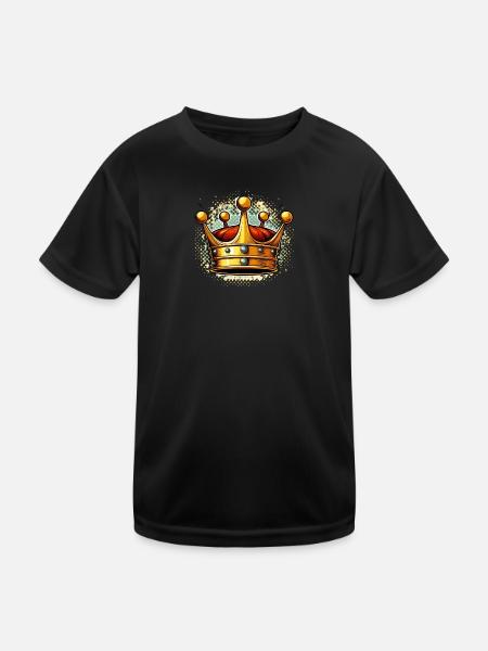 Golden Crown Pop Art Burst - Kinder Funktions-T-Shirt - Schwarz - Vorne