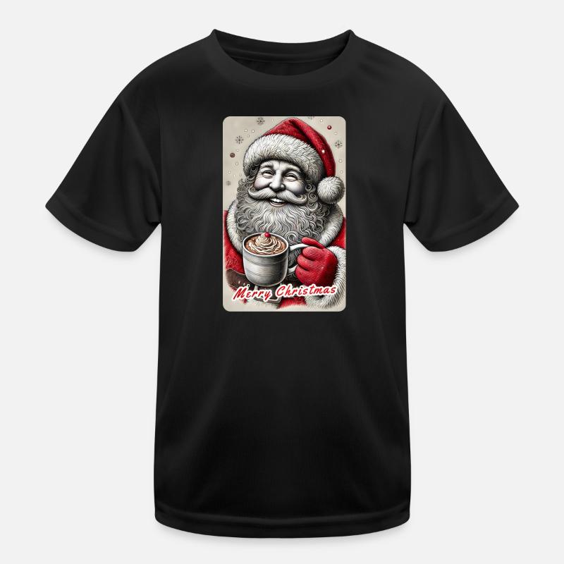 Joyeux Père Noël avec chocolat chaud T-shirt sport Enfant