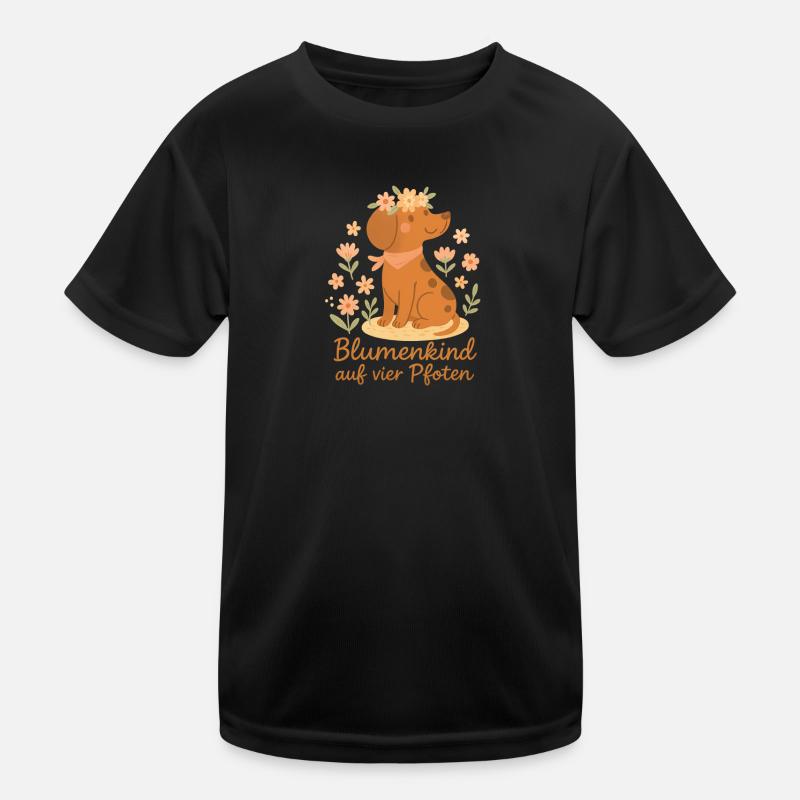 Dackel Sticker Shirt Boho Hund Blumen Geschenk Kinder Funktions-T-Shirt