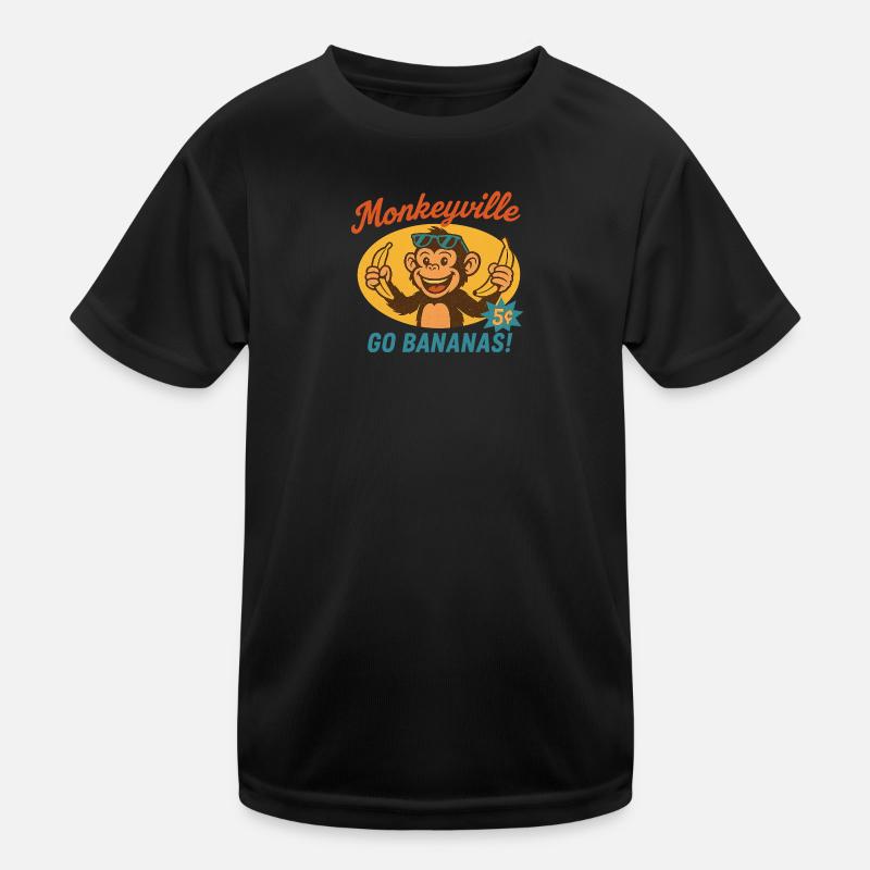 Affe - Monkeyville - Kinder Funktions-T-Shirt - Schwarz