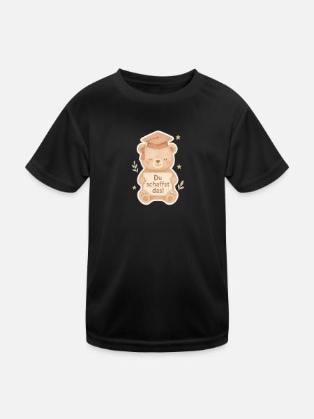 Einschulung Bär – Du schaffst das! - Kinder Funktions-T-Shirt - Schwarz - Vorne