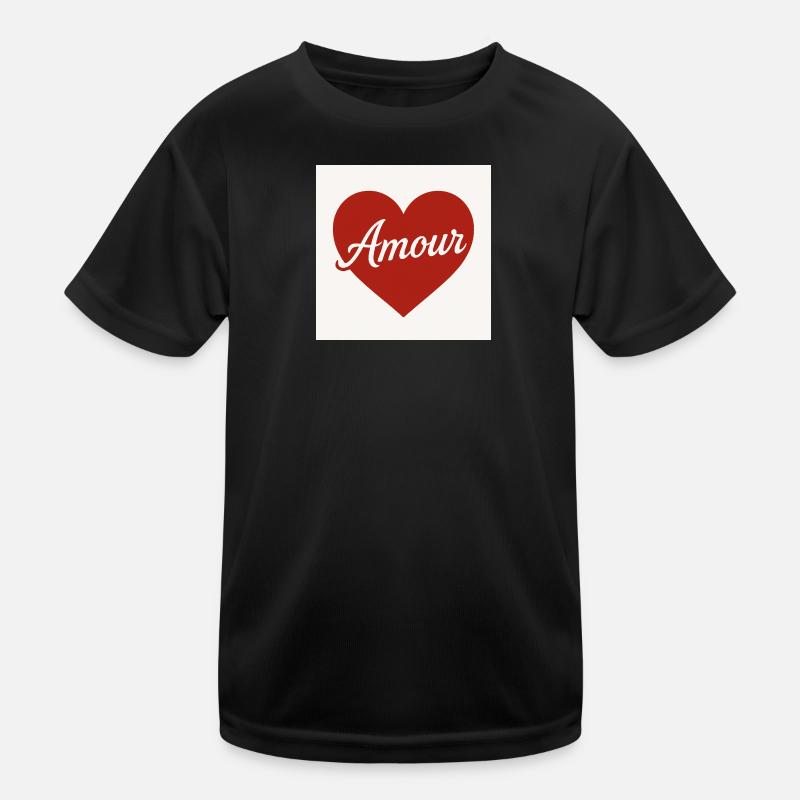 Liebevolle Herzform mit Amour-Text Kinder Funktions-T-Shirt