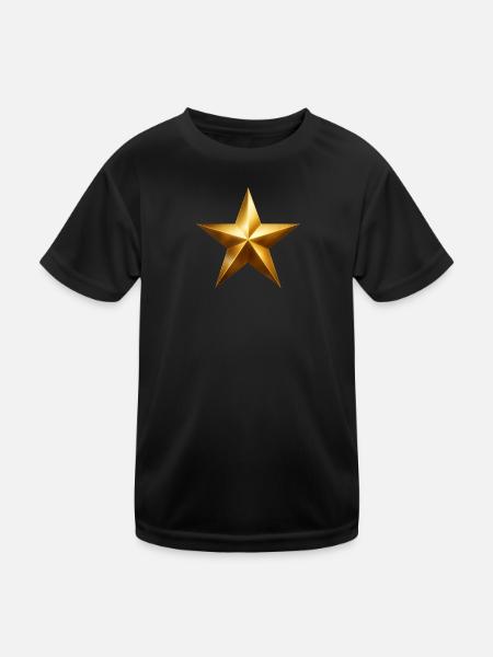 Golden Star Accent - Kids Functional T-Shirt - black - Front