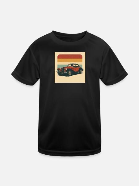Vintage Roadster with Retro Horizon - Kids Functional T-Shirt - black - Front