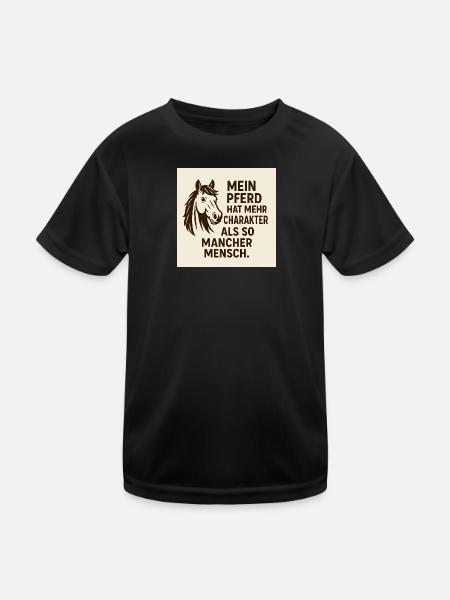 Mein Pferd Hat Mehr Charakter - Kinder Funktions-T-Shirt - Schwarz