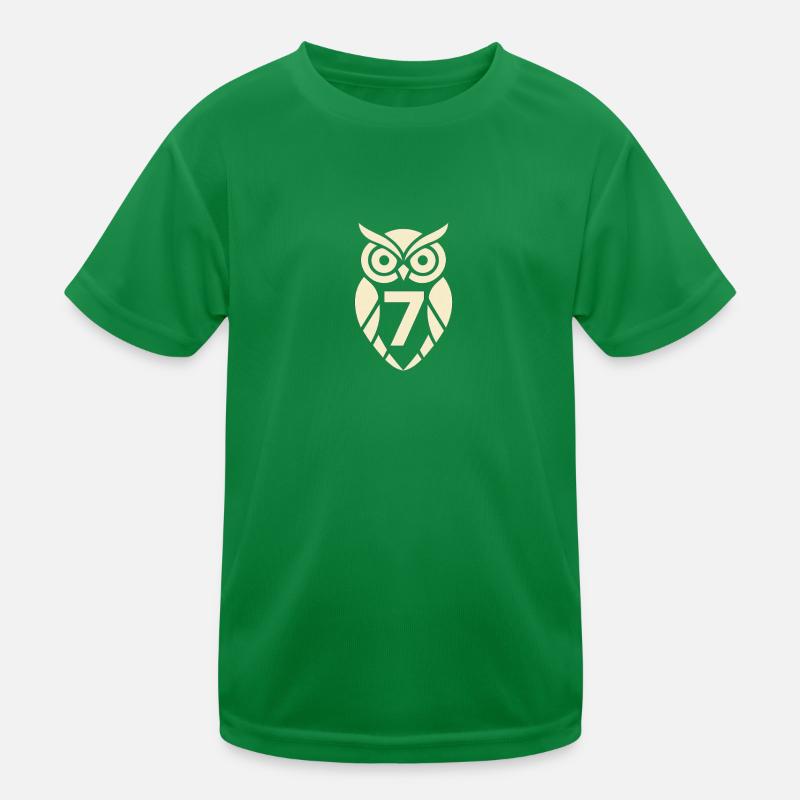 Minimalistische Eule mit Nummer Sieben Design Kinder Funktions-T-Shirt