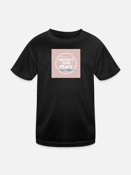 Peace protection - Kids Functional T-Shirt - black - Front