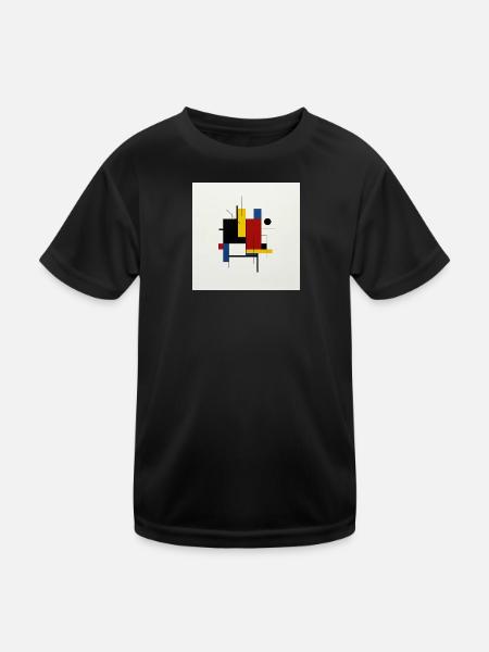 Farbenfrohe geometrische abstrakte Komposition - Kinder Funktions-T-Shirt - Schwarz - Vorne