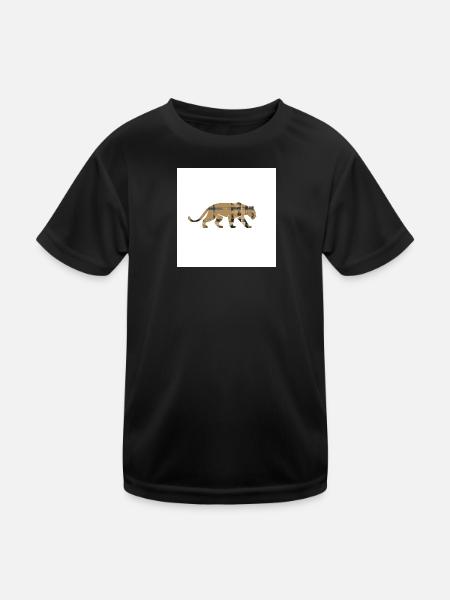 VisionWear Panther Plaid – Luxuriöses Musterdesign - Kinder Funktions-T-Shirt - Schwarz - Vorne
