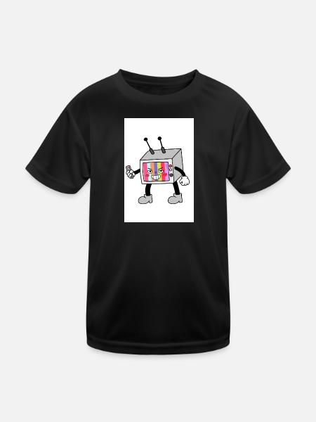 Bunter TV-Roboter - Kinder Funktions-T-Shirt - Schwarz - Vorne