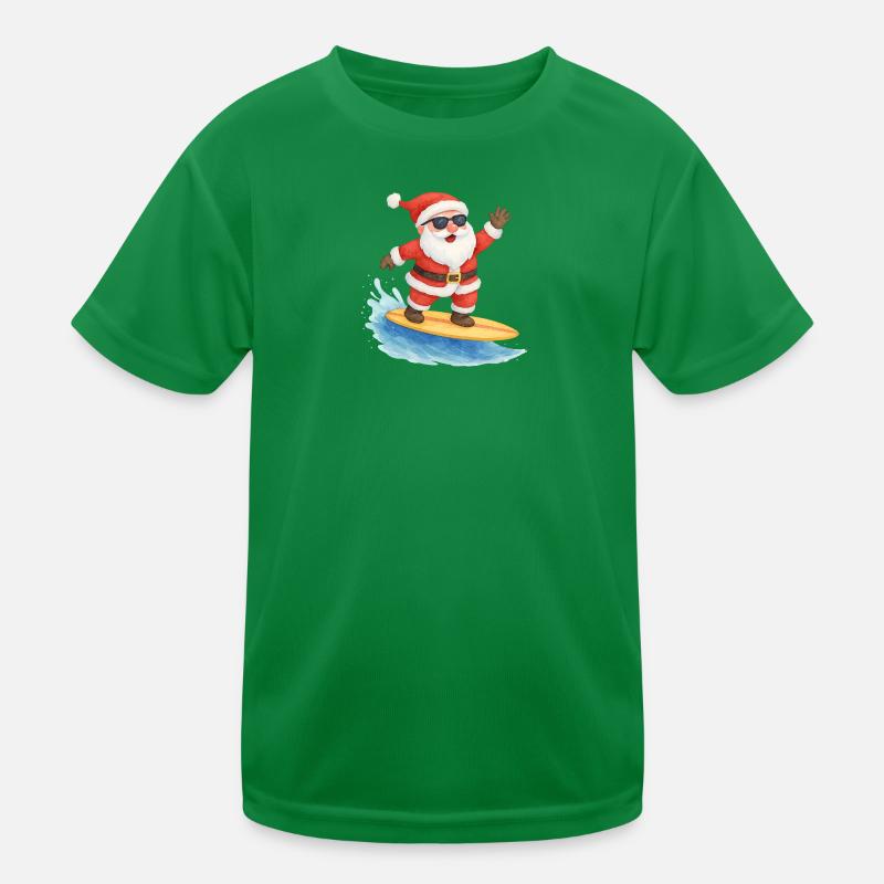 Cool Santa Surfer Christmas Design Kinder Funktions-T-Shirt