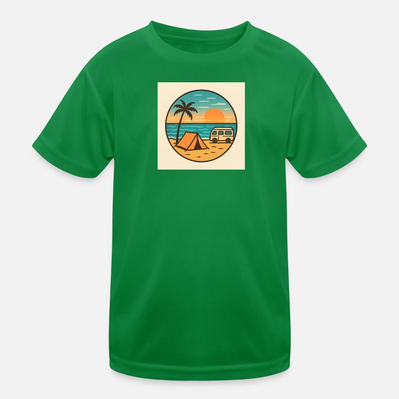 Coucher de soleil sur la plage avec tente T-shirt sport Enfant