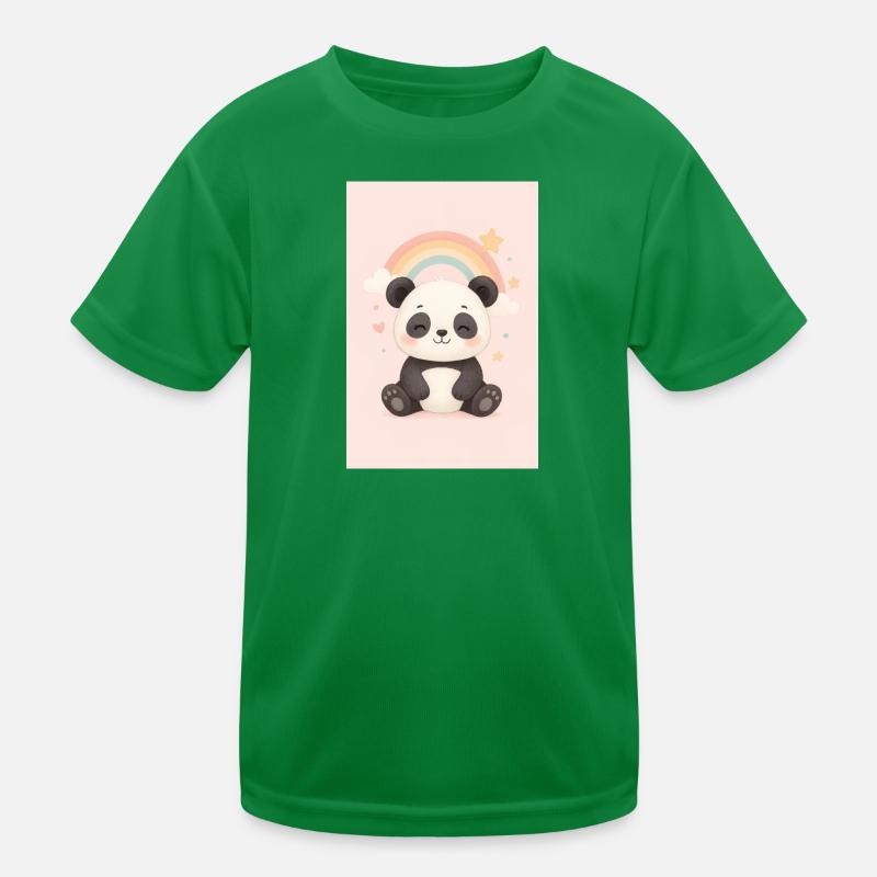 Süßer Panda mit Regenbogen und Sternen Kinder Funktions-T-Shirt