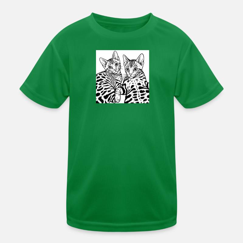 Cat Duo Line Drawing Kids Functional T-Shirt