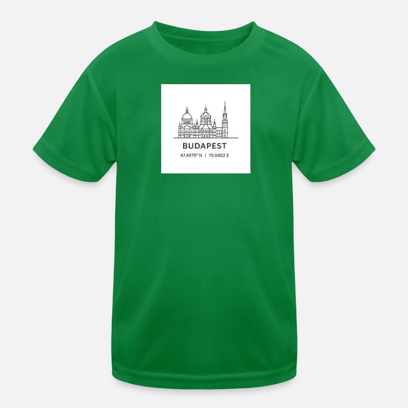 Budapest Linienkunst Silhouette Wahrzeichen Kinder Funktions-T-Shirt