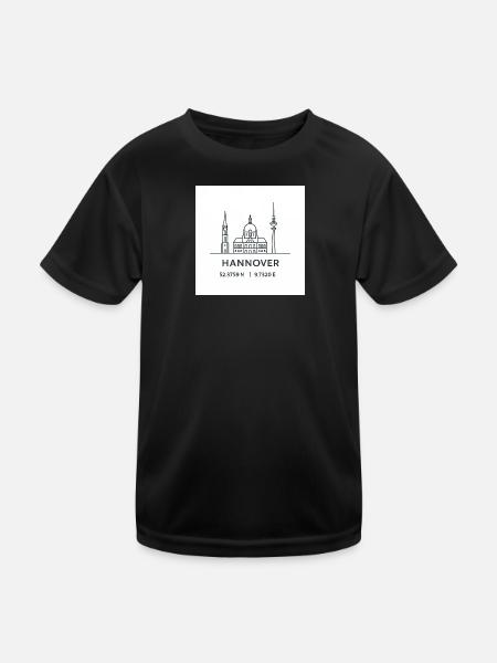 Hanover Line Art Silhouette Landmark - Kids Functional T-Shirt - black