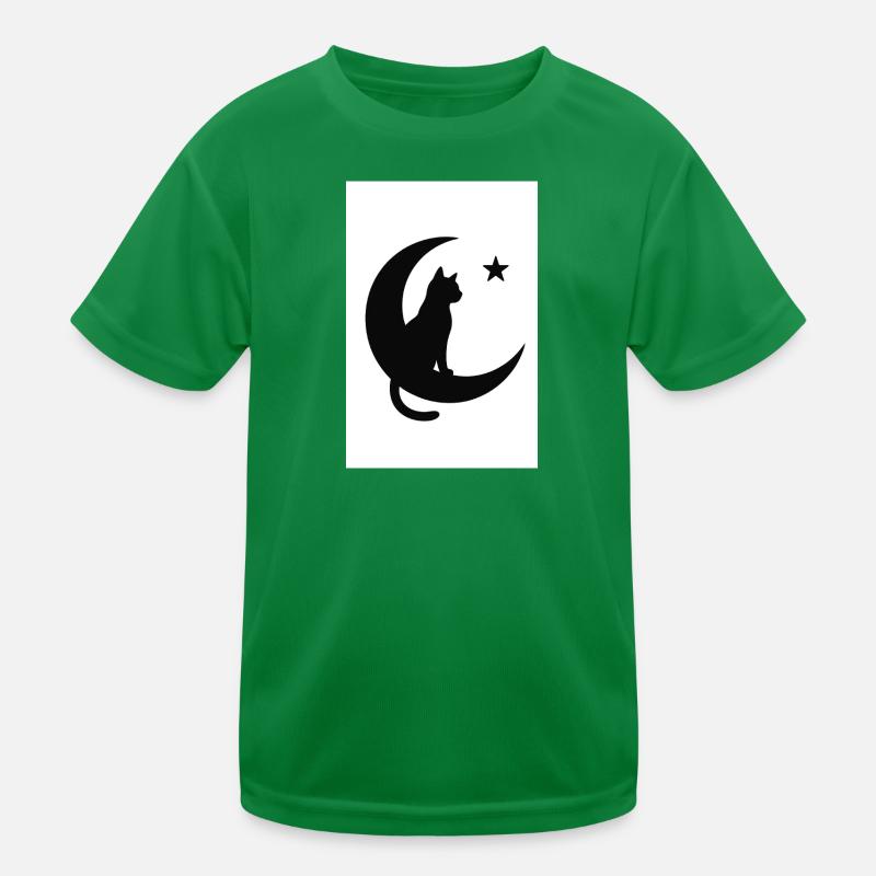 Moon cat on moon shadow Kids Functional T-Shirt