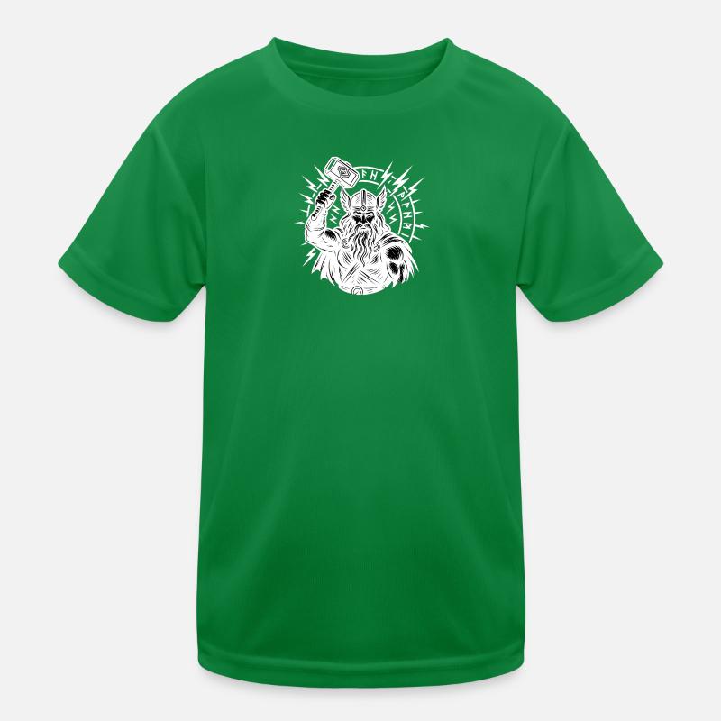 Odin with Thorhammer Lightning Rune Circle Mjölnir Kids Functional T-Shirt