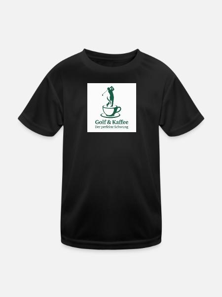 Golf & Coffee – The Perfect Swing - Kids Functional T-Shirt - black - Front
