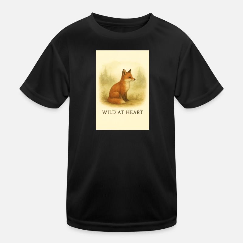 Wild Fox in Nature - Kids Functional T-Shirt - black
