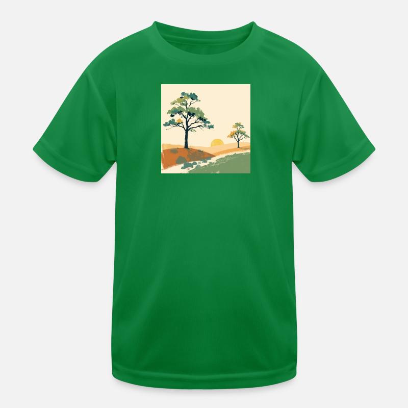 Pastell-Sonnenuntergangsbäume Kinder Funktions-T-Shirt