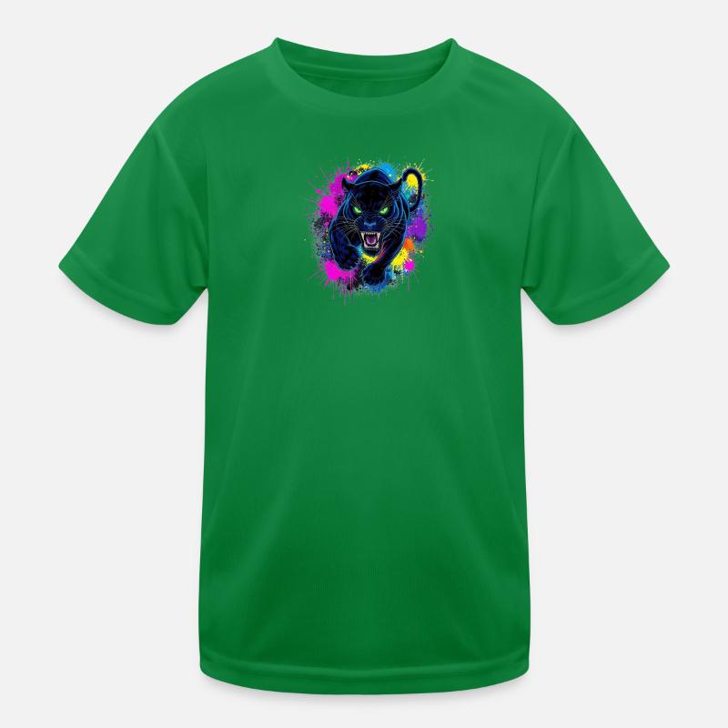 Neon Panther Color Explosion Kids Functional T-Shirt