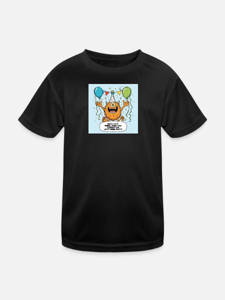 Party Monster mit Einäugigem Jubel - Kinder Funktions-T-Shirt - Schwarz - Vorne
