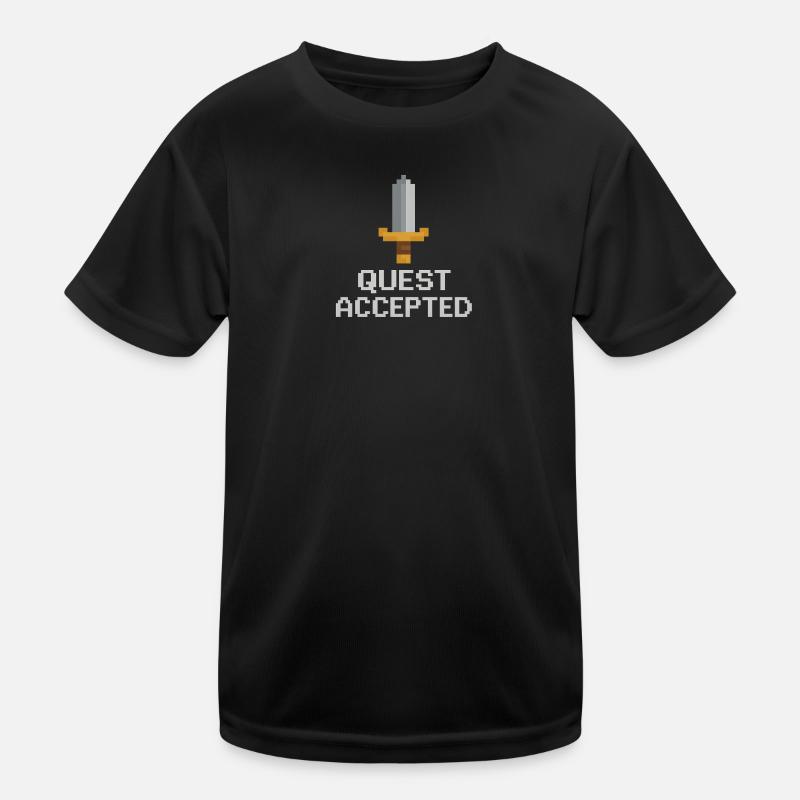 Quest akzeptiertes Pixelschwert - Kinder Funktions-T-Shirt - Schwarz