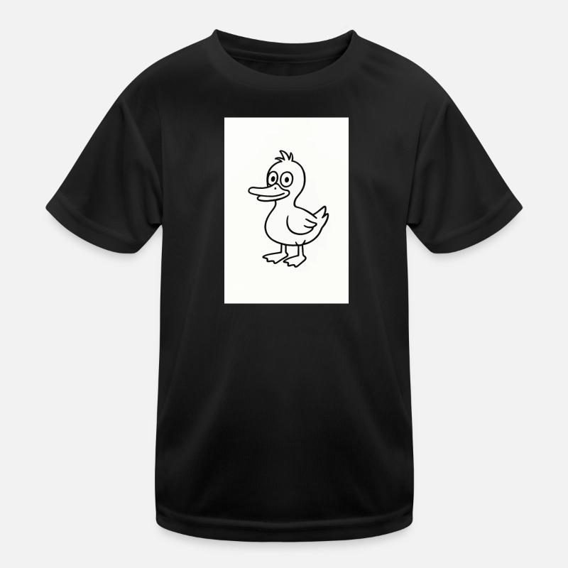 Whimsical Duck Line Sketch Kids Functional T-Shirt