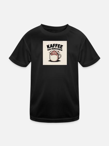 Dessin animé Coffee Before Being Human - T-shirt sport Enfant - noir - Devant