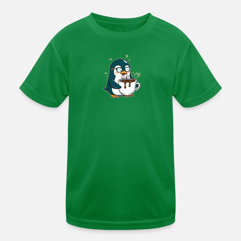Koffein-Pinguin: Eiskalt & Hochgefahren Kids Functional T-Shirt