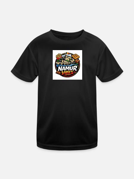 Namur Streetwear Culture Logo – Belgium Urban - Kinder Funktions-T-Shirt - Schwarz - Vorne