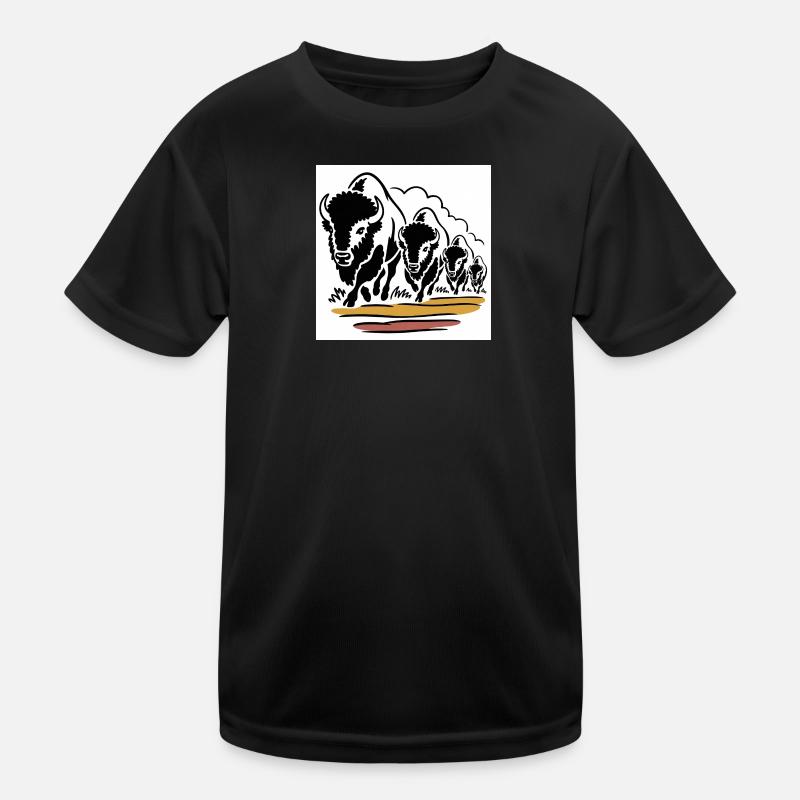 Büffelhorde in Bewegung Kinder Funktions-T-Shirt