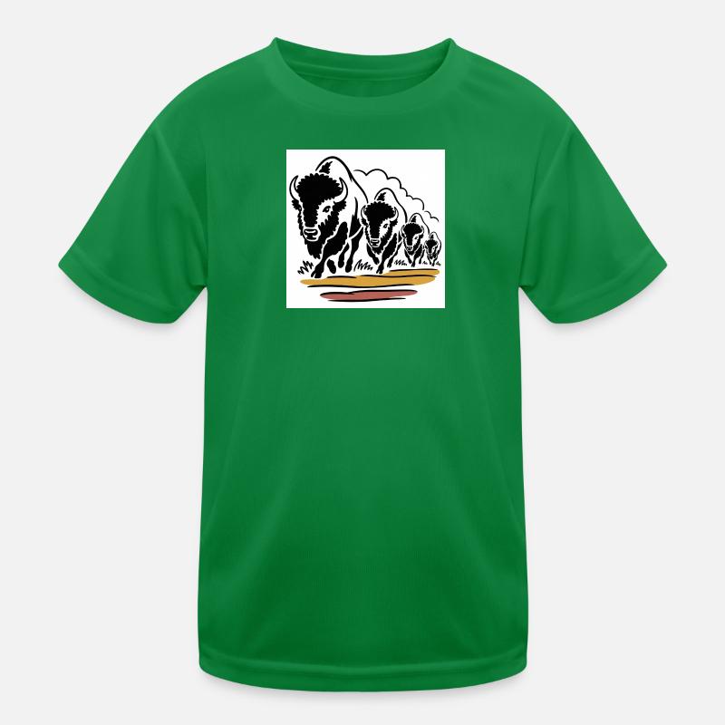 Büffelhorde in Bewegung Kinder Funktions-T-Shirt